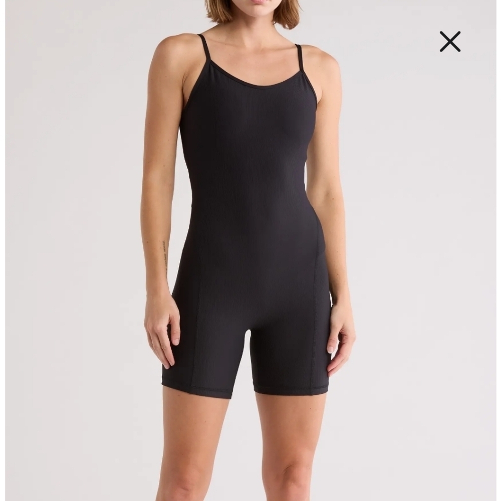 90 Degree by Reflex Black Felix Rib Lotus Romper L